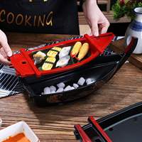 Plateau à sushi de style japonais en plastique ABS durable de luxe pour la présentation en restaurant et en buffet