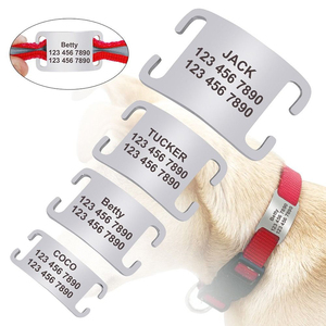 Thép không gỉ cá nhân Pet ID tag Slide-on khắc tên thẻ phụ kiện cổ áo Dog Tag cho nylon Rope - Product Image 4