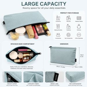Custom Corduroy Cosmetic Bag Soft <b>Makeup</b> Pouch Travel Organizer Zipper Storage Bag Women Beauty <b>Case</b> OEM ODM Logo - Product Image 4
