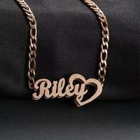 Collier personnalisé à double couche avec chaîne en acier inoxydable plaqué argent, pendentif en forme de cœur, bijoux unisexes pour les fêtes