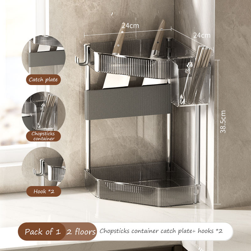 Noir 2 étages + Récipient baguettes + Déflecteur couteau + crochets * 2