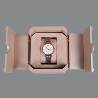 Boîte de montre en bois peinture rose écologique pour femmes, emballage de luxe, écologique, simple, personnalisé, 1 pièce