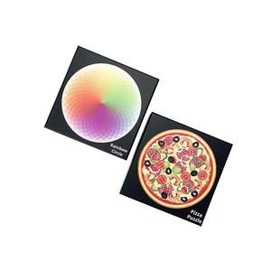 Fabricante al por mayor redondo <span class=keywords><strong>Pizza</strong></span> rompecabezas niños divertidos juguetes educativos papel cartón rompecabezas para la decoración del hogar - Product Image 6
