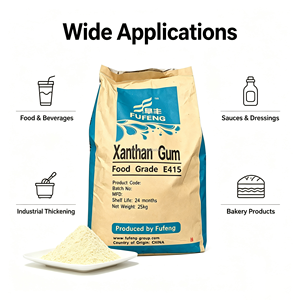 Gomme xanthane de marque Fufeng <span class=keywords><strong>E415</strong></span>, stabilisateur de suspension de pulpe à large plage de pH et résistant au sel pour jus de fruits et boissons lactées végétales - Product Image 1