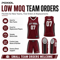 Ensemble d'uniformes de basketball personnalisés à faible MOQ, maillots et shorts par sublimation, tenues d'équipe personnalisées pour les petits clubs, les équipes communautaires et les écoles