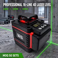 Niveau laser vert 4D professionnel polyvalent à 16 lignes, auto-nivelant à 360 degrés, outil de mesure industriel pour carrelage et intérieur
