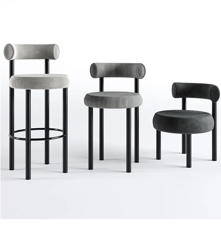 Modern Velvet Barstool High Chair Counter Stools Metal Frame Bar Stool Stackable Bar Chairs for Bar Table Kitchen Restaurant