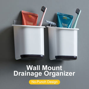 Contenitore per il bagno contenitore porta spazzolini a ventosa in plastica rimovibile senza trapano - Product Image 5