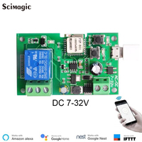 Module de relais sans fil intelligent EWeLink Wifi Switch DC12v 24v 7-32v à actionnement par impulsions et à verrouillage automatique pour l'automatisation de la maison intelligente pour l'éclairage électrique