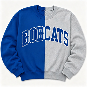 <strong>Women</strong> Half and Half Color Block Sweatshirt, Vintage Varsity Letter Print Crew Neck <strong>Long</strong> Sleeve Sport <strong>Jumper</strong> Top - Product Image 1