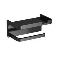 Porte-papier toilette mural moderne carré noir en acier inoxydable 304 avec étagère pour salle de bain familiale