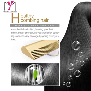 Peigne chauffant électrique MUYANG avec revêtement céramique, 1500W, température réglable, écran LED, coiffeur de cheveux noir, rose, or - Product Image 4