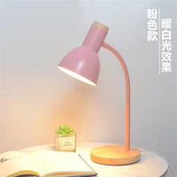 Lampe de bureau flexible à base en bois, tube flexible, lampe de table nordique en métal avec ampoule LED E27, Lampara De Escritorio