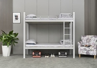 Lit superposé à double étage avec cadre en métal pour dortoir et appartement étudiant, design moderne et simple