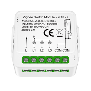 מודול מתג חכם <span class=keywords><strong>3</strong></span> כפתורים Zigbee <span class=keywords><strong>3</strong></span>.0 <span class=keywords><strong>Smart</strong></span> Life IP20 עם מעקף, עשוי אלומיניום וחומר PC, 240V, תואם לאלקסה ולגוגל הום - Product Image 2