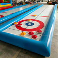 Ensemble de jeu de curling gonflable pour l'extérieur, piste de curling de rue avec tapis de sol en PVC et pierres, idéal pour la location de fêtes et les événements de team building