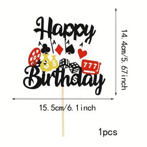 Décoration de gâteau de <span class=keywords><strong>casino</strong></span>, jeu de poker, joyeux anniversaire, décoration de soirée sur le thème du <span class=keywords><strong>casino</strong></span> de Las Vegas, fournitures pour fête d'anniversaire - Product Image 2