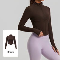Jaket Olahraga Korset Pinggang Populer Wanita, Ritsleting Penuh, Kerah Tegak, Lengan Panjang, Slim Fit, Atasan Sport untuk Yoga, Fitness Outdoor