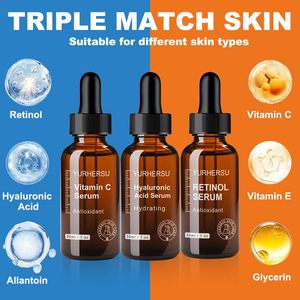 Полный набор омолаживающих средств для ухода за кожей: Витамин С + ретинол + гиалуроновая кислота, набор сывороток, отбеливание морщин, увлажнение, оптовая продажа - Product Image 3