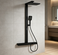 Robinetterie thermostatique WEIHAO en laiton nickel brossé avec affichage numérique, ensemble de douche carré à effet pluie et douchette à main, fixation murale