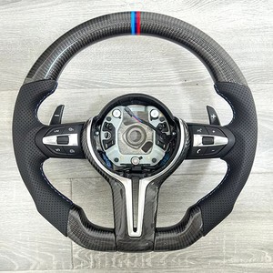 Volante personalizado de fibra de carbono real con franja M para <span class=keywords><strong>BMW</strong></span> F30 F32 F10 M2 M3 M4 M5 X5 X6, volantes de cuero de alto rendimiento. - Product Image 1