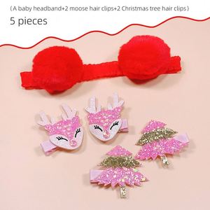 20817 YOKIKIDS Barrette à cheveux Noël style doux avec nœud et motif bois de cerf, pince BB avec sequins en cristal de 10 cm, accessoire de coiffure pour filles - Product Image 2