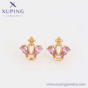 Boucles d'oreilles en or plaqué or 18k, bijoux xuping, Vintage, élégant, couronne, reine, Style roi, diamant rose, S00157412 - Product Image 6