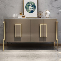 Table d'appoint modulaire moderne pour salon avec pieds en acier inoxydable doré et console en bois MDF