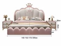 Lit de princesse flottant de luxe moderne avec barrières de sécurité, motif dessin animé mignon pour filles et adolescentes, lit suspendu pour chambre à coucher, disponible en tailles Queen et Twin pour enfants