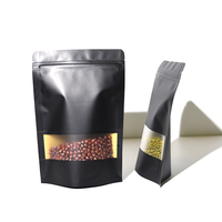 Sacs en papier kraft noir avec fenêtres, personnalisés, à fermeture éclair, pour thé et noix, qualité alimentaire, OEM ODM