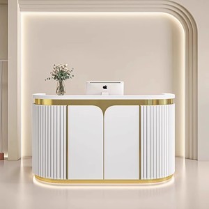 Modern Salon <b>Reception</b> Desk with LED Light Custom Color Beauty Salon Front <b>Counter</b> for Hair Salon Nail Salon - Product Image 5