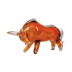 Patung banteng kaca kerajinan tangan Premium, dekorasi hewan artistik tahan lama untuk rak meja tampilan kerajinan kaca - Product Image 5