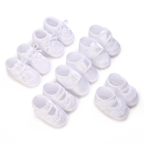 Chaussures de baptême pour bébé nouveau-né en coton blanc doux et pur, chaussures pour tout-petits - Product Image 3