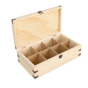 Cajas de té de madera personalizadas caja de madera de té sin terminar al por mayor