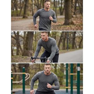 Custom <b>Mens</b> Long Sleeve Thermal <b>Base</b> <b>Layer</b> Crew Neck Moisture Wicking Raglan Sleeves UPF 50+ Athletic Wear - Product Image 4