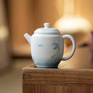 Guanlan Hand-Painted Porcelain Teapot Round With Lid Autumn Water Design Kung Fu <b>Tea</b> <b>Set</b> Single Teapot Afternoon <b>Tea</b> Use - Product Image 5