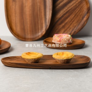 Plateau en bois d'acacia, forme ovale irrégulière, fait main, pour servir du café, du thé, usage hôtelier - Product Image 4