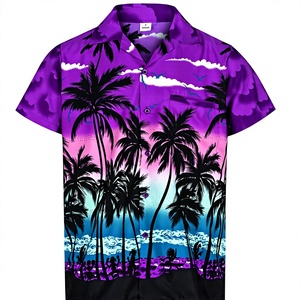 เสื้อฮาวายพิมพ์ลายตามสั่ง เสื้อชายหาดสไตล์ทรอปิคอล เสื้อแขนสั้นผู้ชายสำหรับฤดูร้อน สไตล์ซาฟารีลำลองสำหรับวันหยุด ผ้าโพลีเอสเตอร์ 100% - Product Image 1