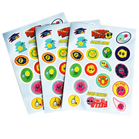 Individuelle Kleine Monster Aufkleber-Bögen in Grün, Cartoon-Design, Wasserfeste Glänzende oder Matte Vinyl-Oberfläche für Kinder-Tablets