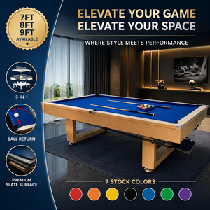 Mesa de <span class=keywords><strong>Billar</strong></span> Multifuncional de <span class=keywords><strong>7</strong></span>, 8 y 9 <span class=keywords><strong>pies</strong></span> con Retorno Automático de Bolas - Mesa de <span class=keywords><strong>Billar</strong></span> de Pizarra o MDF - Combinación 3 en 1: Comedor y Ping Pong - Product Image 1