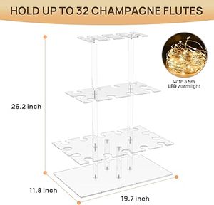Acrílico transparente grueso de 3 niveles para soporte de torre de champán, tira LED, soporte para copa de <span class=keywords><strong>vino</strong></span>, soporte para árbol de cóctel, estantes de exhibición - Product Image 2