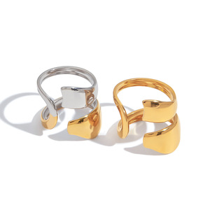 Geometric Fashion <b>Ring</b> <b>Titanium</b> Steel 18K Gold Plated Unisex Jewelry Gift - Product Image 1
