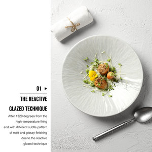 Nhà Máy Bán buôn nhà hàng gốm nón sâu phục vụ bữa ăn tối tấm thiết lập, khách sạn hiện đại sứ đồ ăn súp tấm - Product Image 3