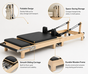 Máquina <span class=keywords><strong>Plegable</strong></span> de <span class=keywords><strong>Pilates</strong></span> <span class=keywords><strong>Reformer</strong></span> de Madera de Roble y Arce para Gimnasio Comercial y Doméstico - Product Image 3