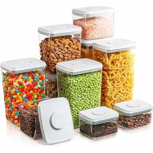 Conteneur de stockage alimentaire en plastique scellé au design moderne, hermétique, anti-fuite, anti-humidité, écologique, carré en PET pour une utilisation en cuisine - Product Image 1