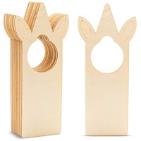 Gantungan Pintu Kayu Nanas Unicorn, Papan Nama Gagang Pintu Persegi Panjang, Kerajinan Tangan Kayu dengan Pengait untuk Kamar Anak