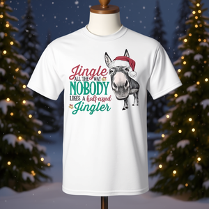 T-shirt de Noël Jingle All The Way unisexe pour adulte, manches courtes, col rond, impression numérique, promotionnel - Product Image 3