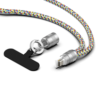 Cable de Carga 2 en 1 con Correa para Teléfono Móvil, Cable de Carga Rápida de 1.2M/1M, Correa Cruzada con Cable USB para Carga