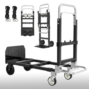 Carretilla Plegable <span class=keywords><strong>de</strong></span> Alta Resistencia, Carretilla <span class=keywords><strong>de</strong></span> Mano <span class=keywords><strong>de</strong></span> Aluminio, Plataforma con Ruedas, Capacidad <span class=keywords><strong>de</strong></span> 800 LBS, 4 Ruedas, Plateada, para Uso Industrial - Product Image 1