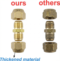 Raccords de raccordement pour tuyaux en cuivre, raccords de plomberie, raccords de réfrigération évasés 1/4" 3/8" 1/2", accouplement hexagonal en laiton à compression